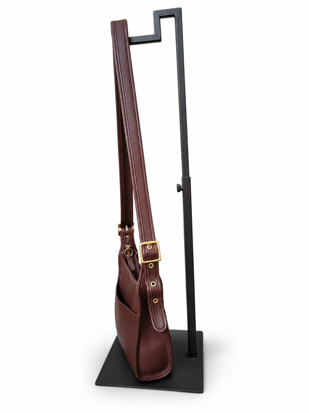 Vintage Coach Small Legacy Zip Leather Mahogany Shoulder Bag with Brass Hardware